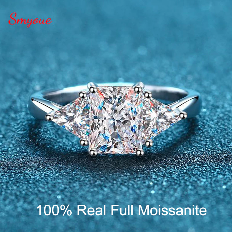 Radiant Cut 3Ct Full Moissante Wedding Rings for Women Lab Grown Diamond Promise