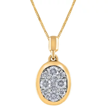0.23 CT. T.W. Composite Diamond Oval Shape Bezel Pendant in 14K Gold