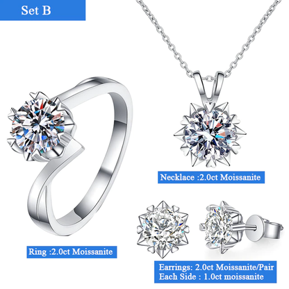 Custom 6CT Moissanite Diamond Bridal Sets for Women Heart Snowflake Pendant