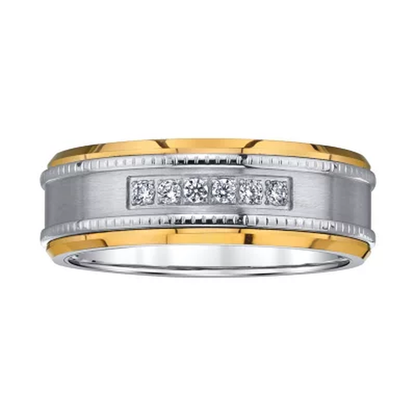 Men'S Diamond Tungsten Band with Yellow Edge