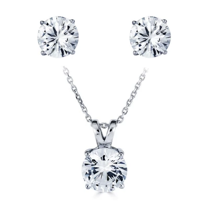 14K Gold Lab Created White Sapphire Pendant and Earring Set