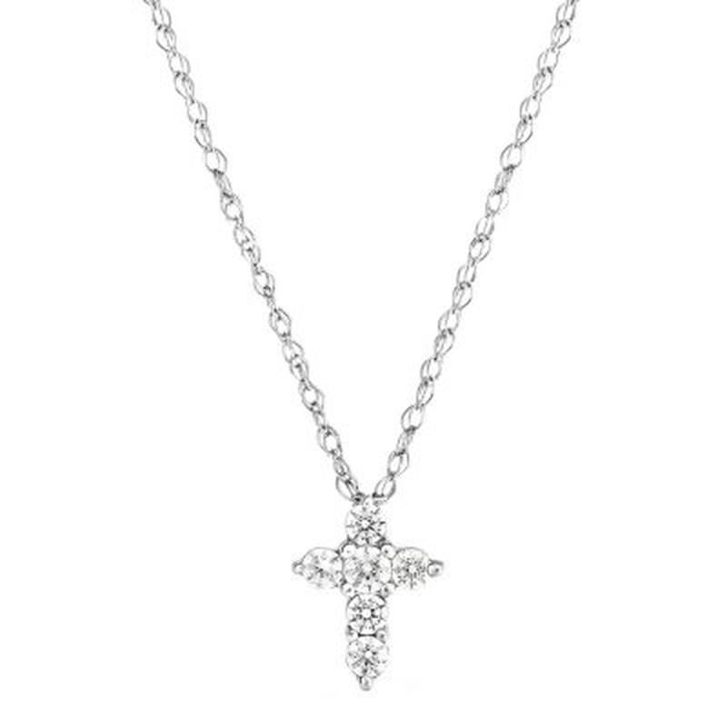 0.08 CT. T.W. Diamond Cross Pendant in 14K Gold