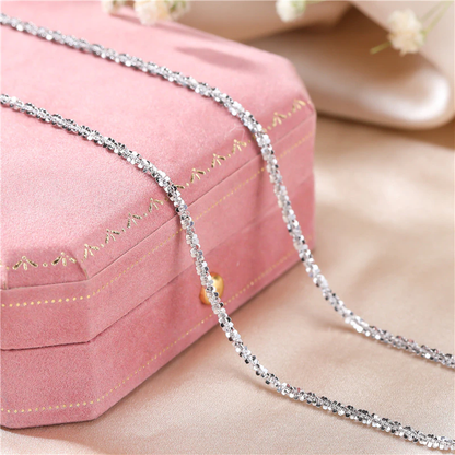 Authentic Italian S925 Sterling Silver Necklace Sparkling Clavicle Chain Sweater