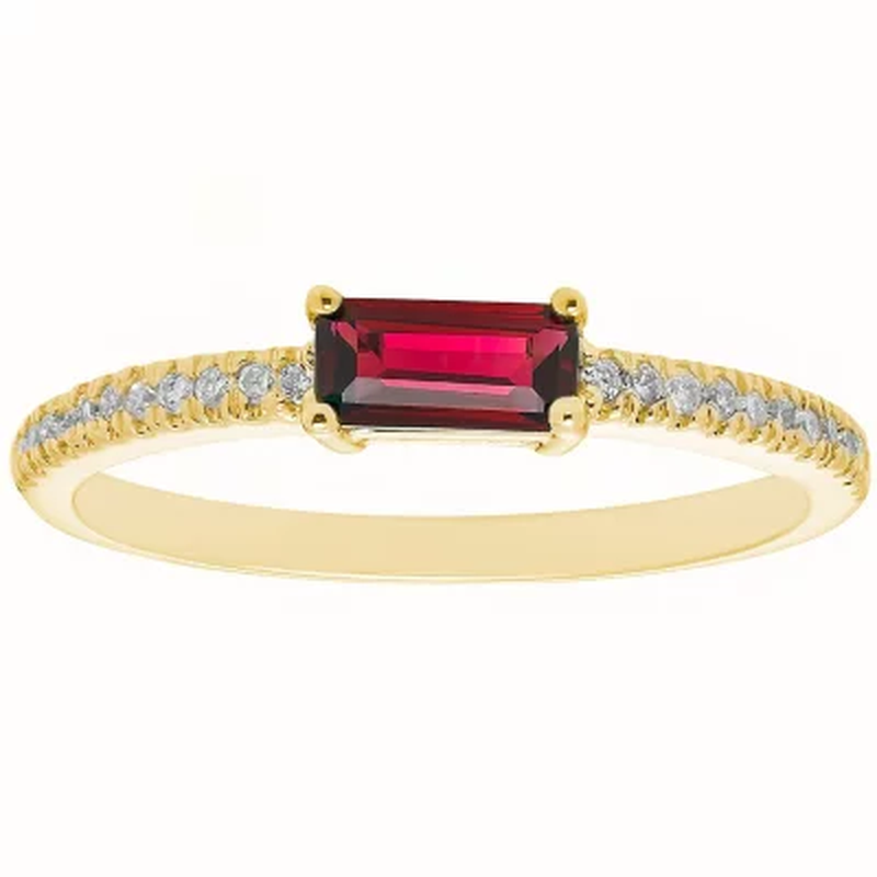 Lab Ruby and 0.10 CT. T.W. Diamonds in 14K Gold