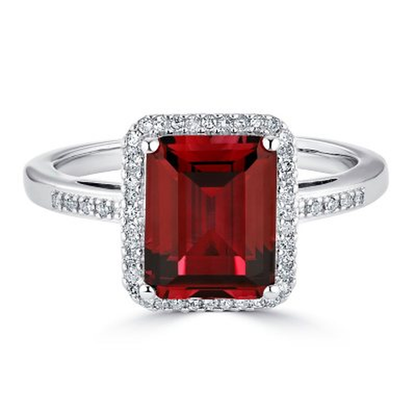 Lab Created Ruby and 0.14 CT. T.W. Diamond Ring in Sterling Silver