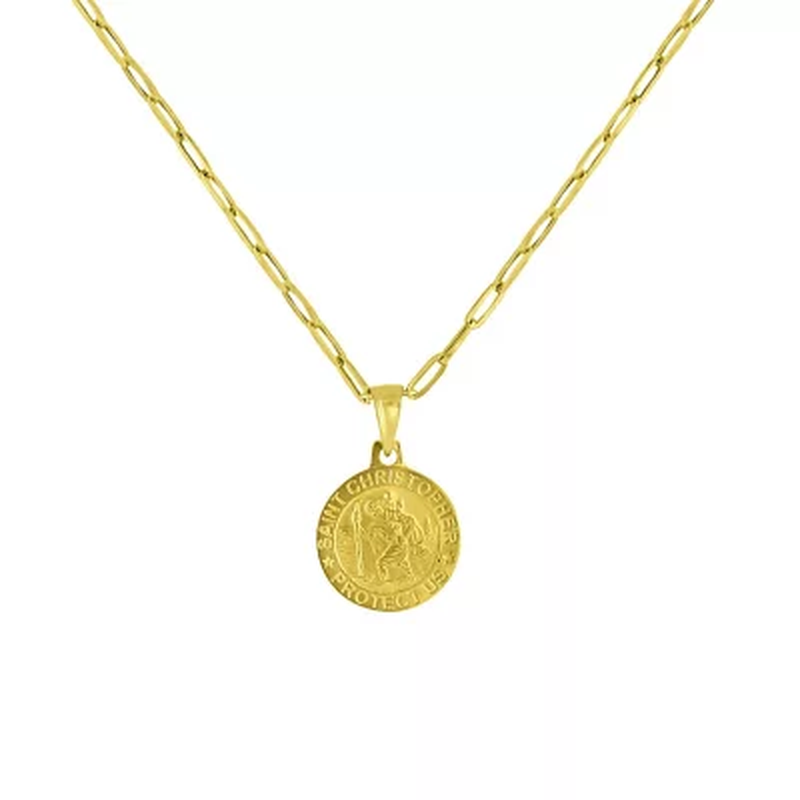 14K Yellow Gold St. Christopher Medallion Pendant