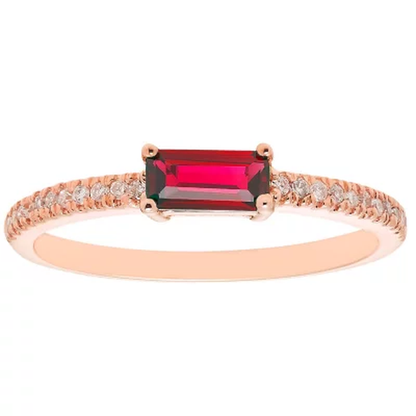 Lab Ruby and 0.10 CT. T.W. Diamonds in 14K Gold