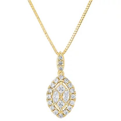 0.23 CT. T.W. Composite Diamond Marquise Frame Pendant in 14K Gold