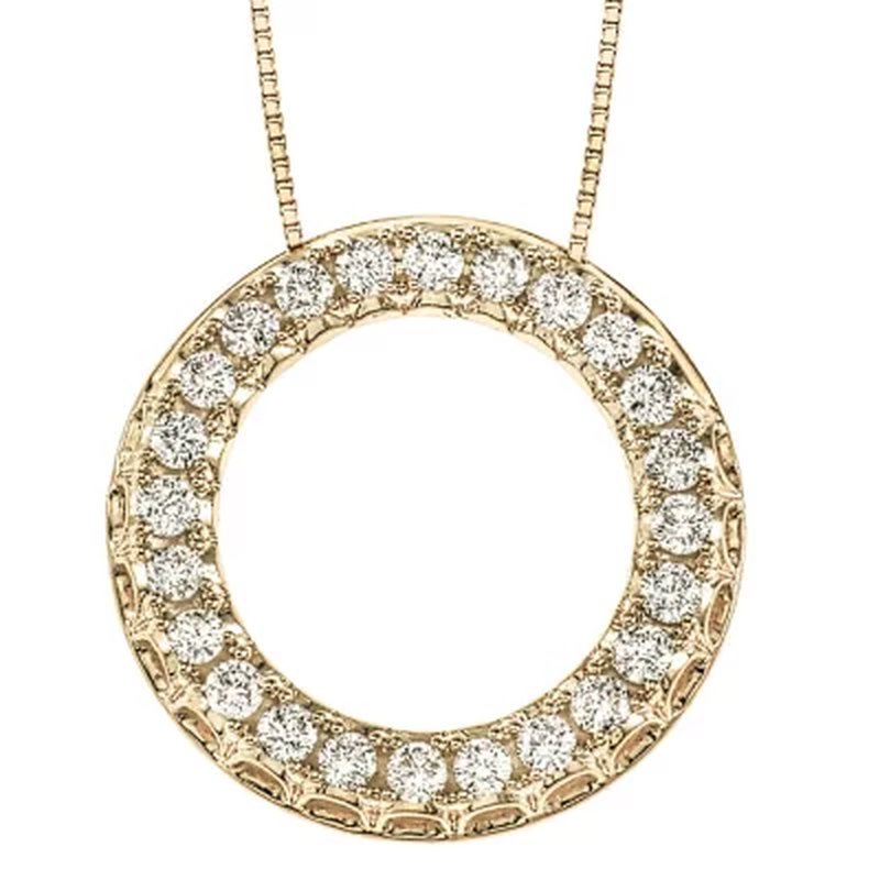 0.46 CT. T.W. Diamond Circle Pendant in 14K Gold