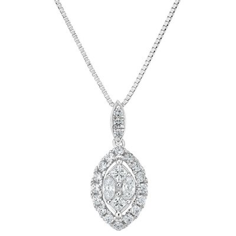 0.23 CT. T.W. Composite Diamond Marquise Frame Pendant in 14K Gold