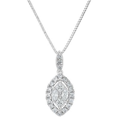 0.23 CT. T.W. Composite Diamond Marquise Frame Pendant in 14K Gold