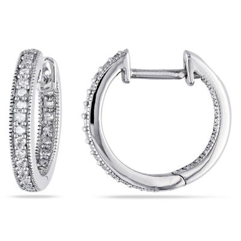 0.22 CT. T.W. inside outside Diamond Hoop Earrings in 14K Gold