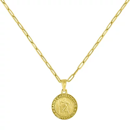 14K Yellow Gold St. Christopher Medallion Pendant