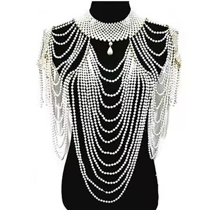 Fashion Tassel Design Handmade Pearl Shoulder Chain Big Size Necklace Pearl