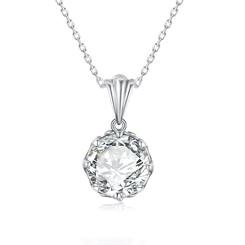 4 Carat Moissanite Necklace for Women D Color round Cut Pure 925 Silver Pass