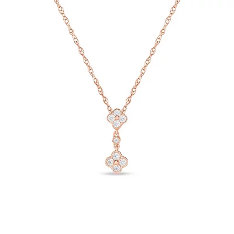 0.18 CT. T.W. Double Composite Flower Diamond Pendant in 14K Gold