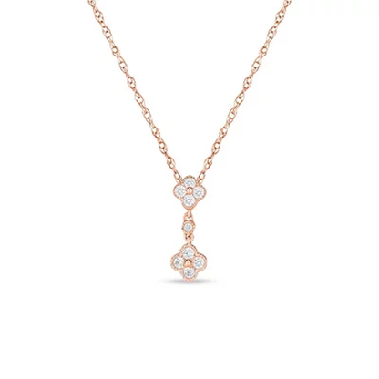 0.18 CT. T.W. Double Composite Flower Diamond Pendant in 14K Gold