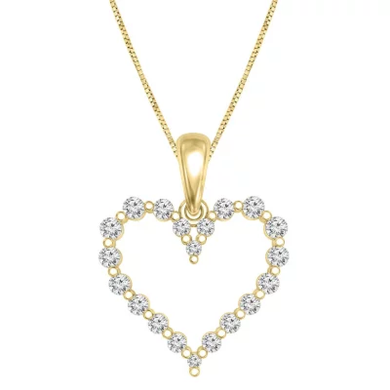 0.23 CT. T.W. Diamond Heart Pendant in 14K Gold