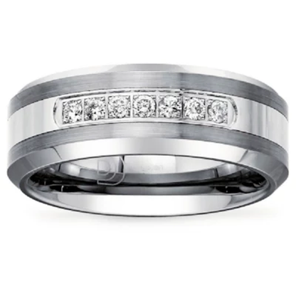Mens 1/5 CT. T.W. Diamond Wedding Band in Tungsten Carbide
