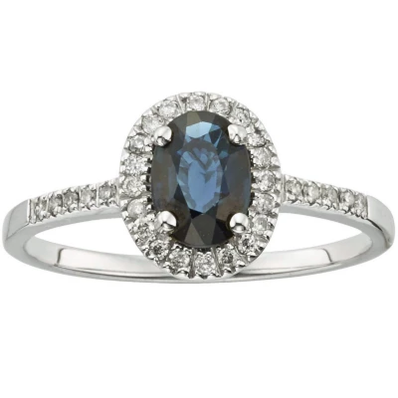 1.0 CT Blue Sapphire and Diamond Ring in 14K Gold