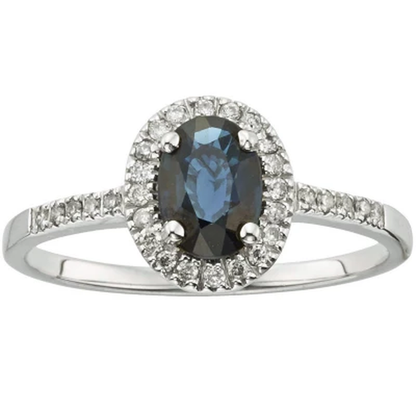 1.0 CT Blue Sapphire and Diamond Ring in 14K Gold