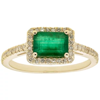 Genuine Emerald and 0.23 CT. T.W. Diamond Ring in 14K Gold