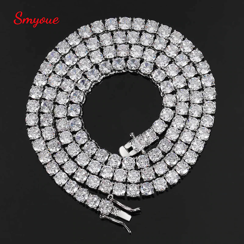 4Mm Moissanite Tennis Chain Necklace Sparkling Lab Diamond Necklace Fine Jewelry