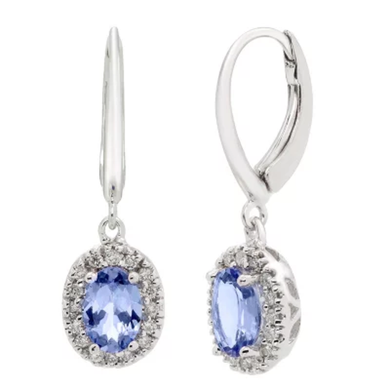 Genuine Tanzanite and 0.16 CT. T.W. Diamond Earrings in 14K Gold