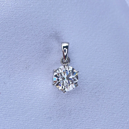 Real 18K White Gold Pendant 1CT Moissanite Necklace 6.5MM VVS Lab Diamond Rose