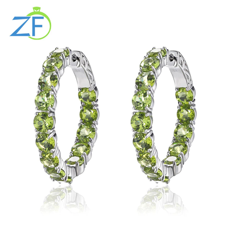 925 Silver Clip Earring for Women Natural Peridot 15.5 Carats Real Gem Colorful