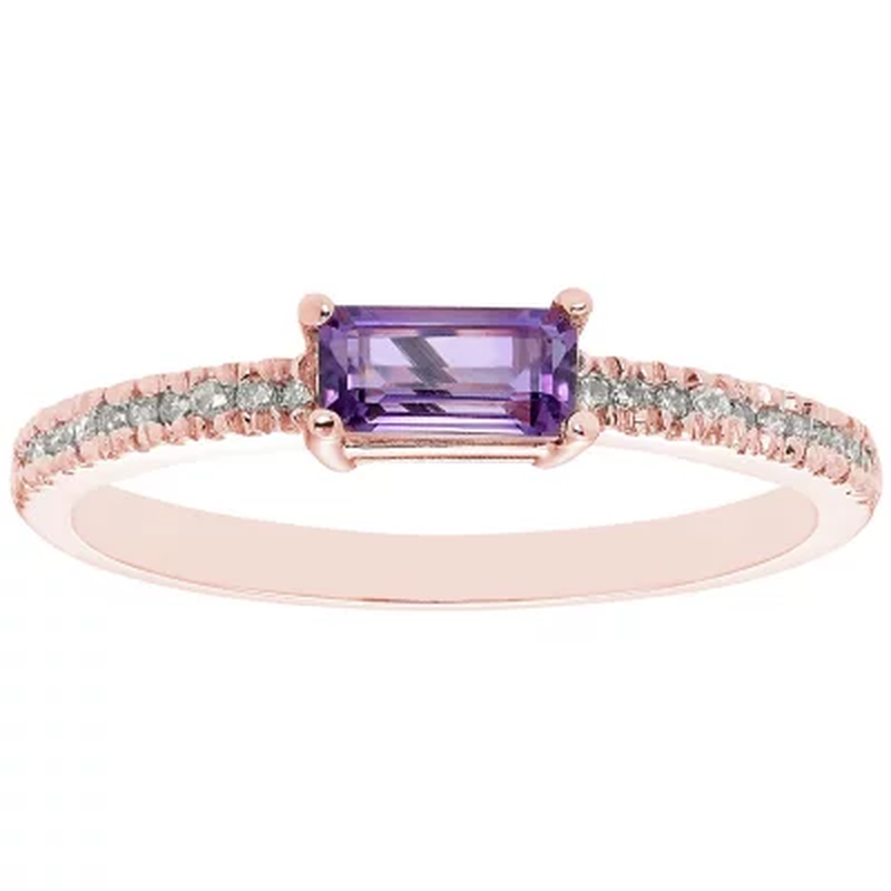 Amethyst and 0.10 CT. T.W. Diamond Ring in 14K Gold