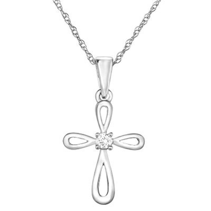 0.02 CT. T.W. Diamond Cross Pendant in 14K Gold