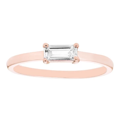 Lab White Sapphire Baguette Ring in 14K Gold