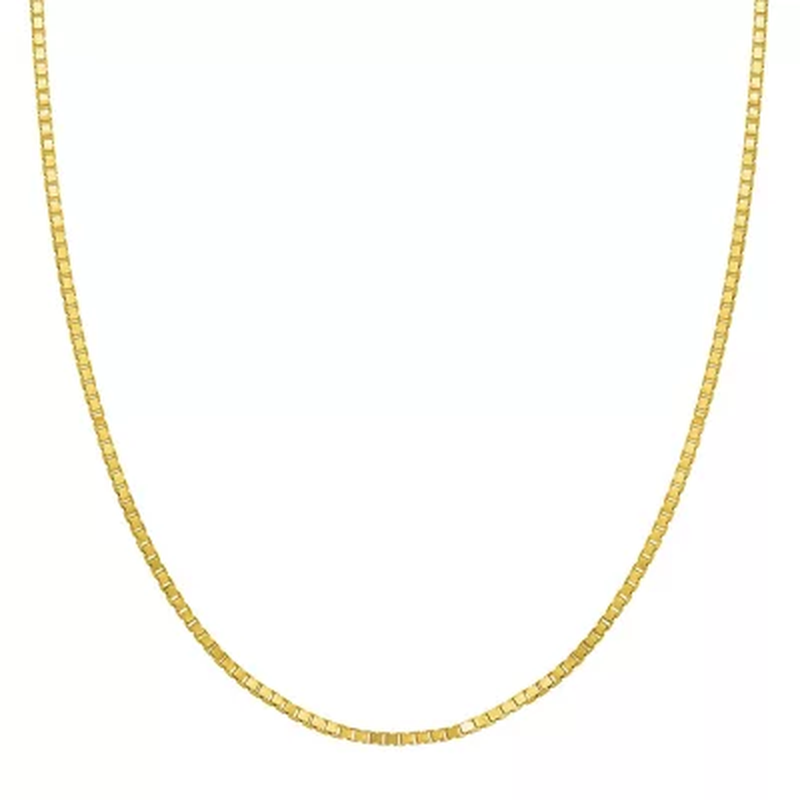 Adjustable Box Link Chain Necklace, .70Mm in 14K Gold