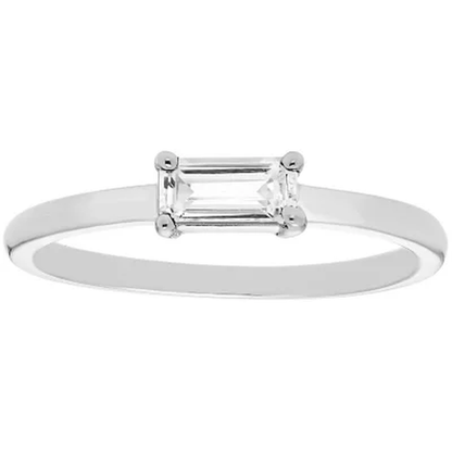 Lab White Sapphire Baguette Ring in 14K Gold