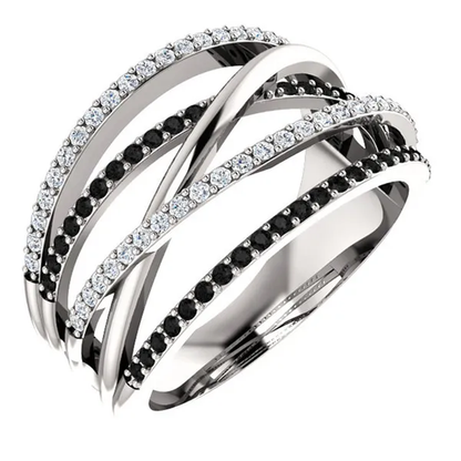 Solid 925 Sterling Silver Natural Black Sapphire Diamond Ring Anniversary Gift E