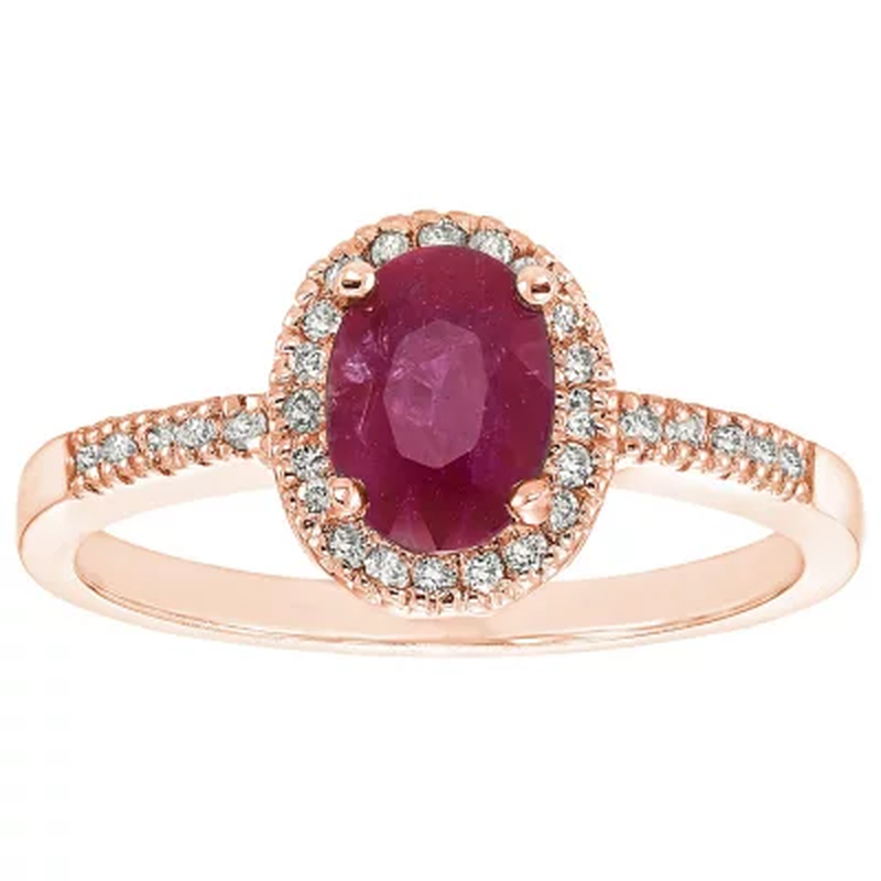 Genuine Ruby and 0.15 CT. T.W. Diamond Ring in 14K Gold