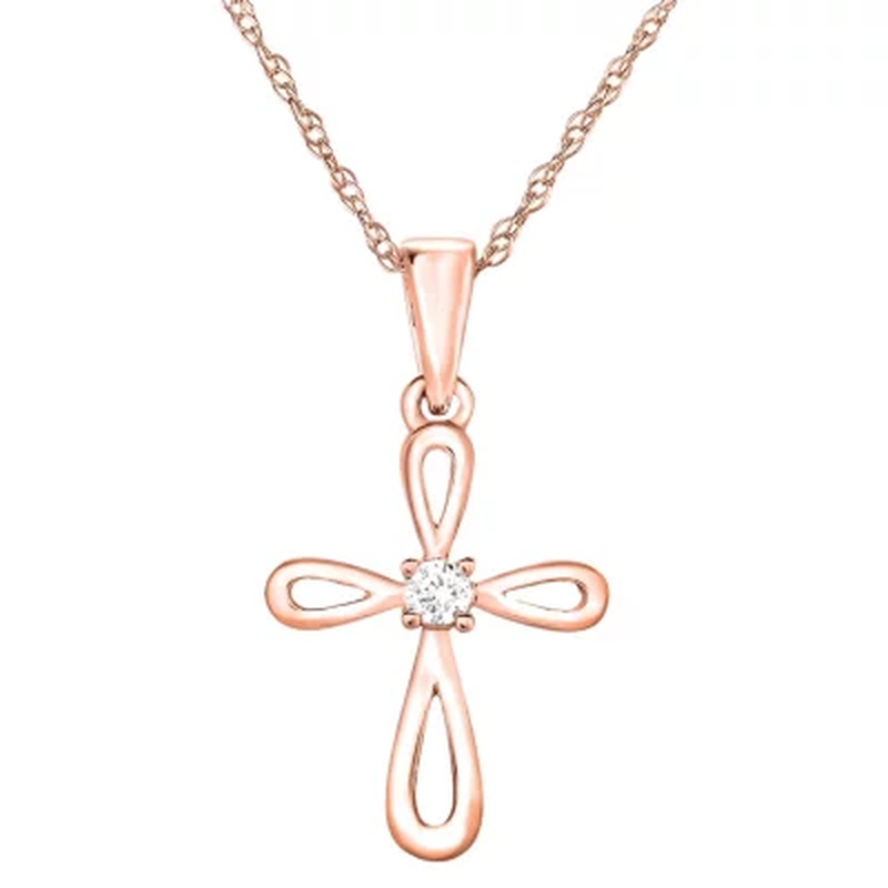 0.02 CT. T.W. Diamond Cross Pendant in 14K Gold