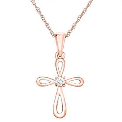 0.02 CT. T.W. Diamond Cross Pendant in 14K Gold
