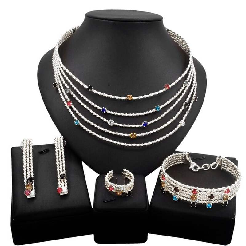 Latest Exquisite Brazilian Gold Plated Wedding Jewelry Set Gold Plated Bridal