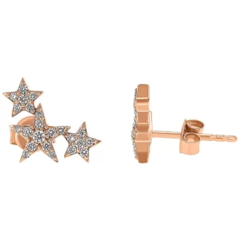 0.25 CT. T.W. Triple Star Earrings in 14K Gold