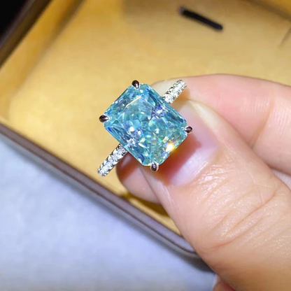 2CT 3CT 5 Carat Baguette Sky Blue Moissanite Ring 100% Diamond Tested - S925
