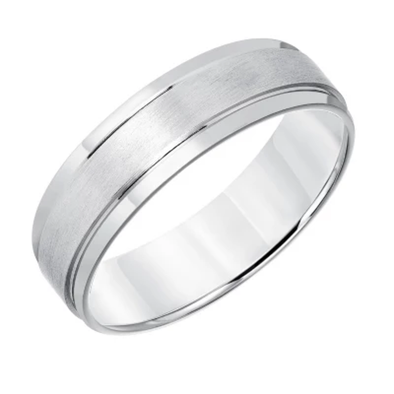 6Mm Brushed Finish Wedding Band in 14K White Gold