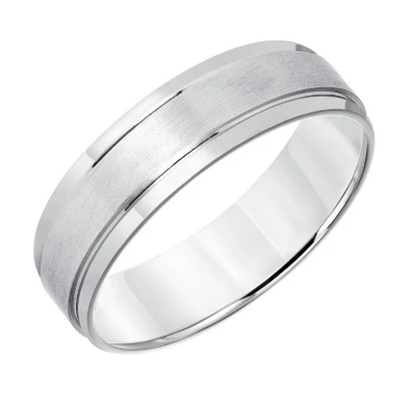 6Mm Brushed Finish Wedding Band in 14K White Gold