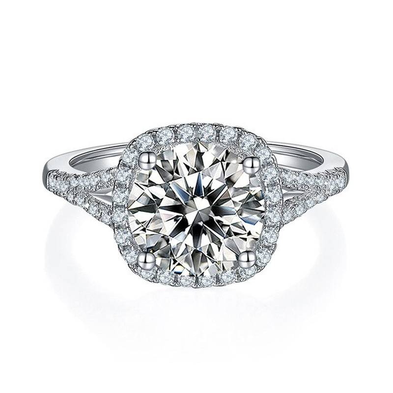 3 Carats Real Moissanite Ring 925 Sterling Silver Luxury Charms Hearts
