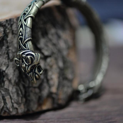 LANGHONG 10Pcs Norse Viking Bracelet and Bangle Wolf Head Bracelet for Men
