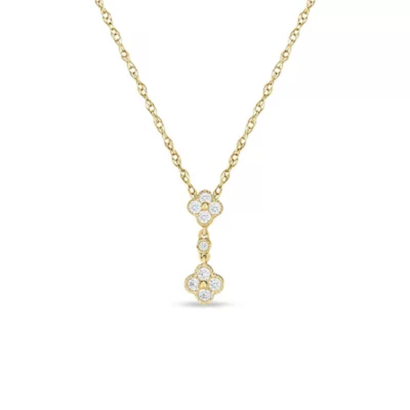 0.18 CT. T.W. Double Composite Flower Diamond Pendant in 14K Gold