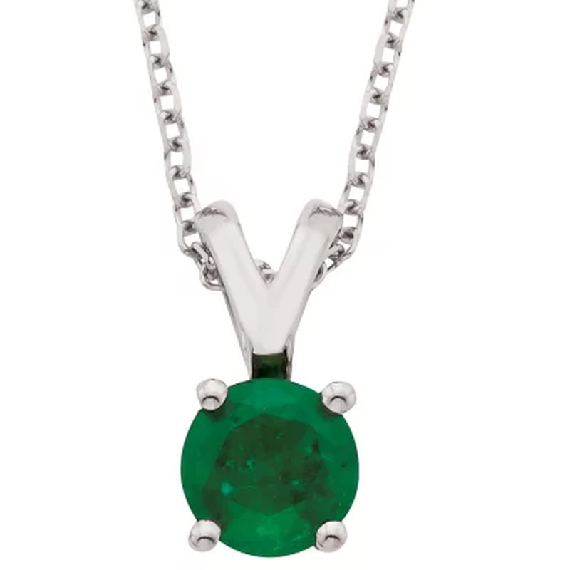 4.5Mm round Emerald Pendant in 14K Gold
