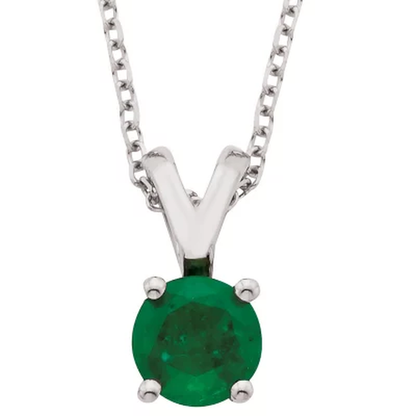 4.5Mm round Emerald Pendant in 14K Gold