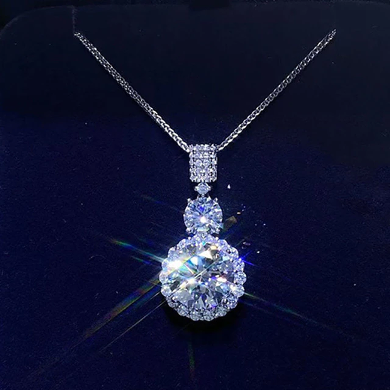Real 10 Carat Moissanite Necklace for Women S925 Silver Platinum Plating D Color